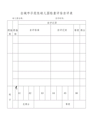 白城市示范性幼儿园检查评估自评表.docx