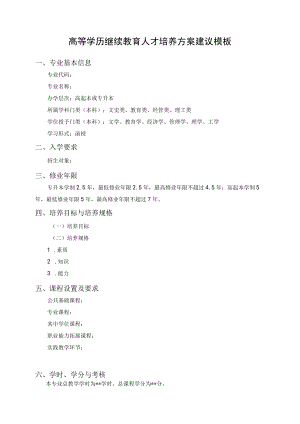 高等学历继续教育人才培养方案建议模板.docx
