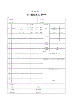 连续梁梁体预应力孔道压浆记录表.docx