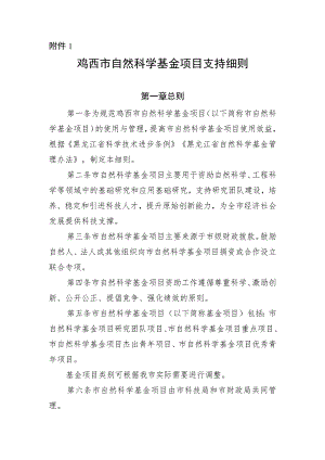 鸡西市自然科学基金项目支持细则.docx