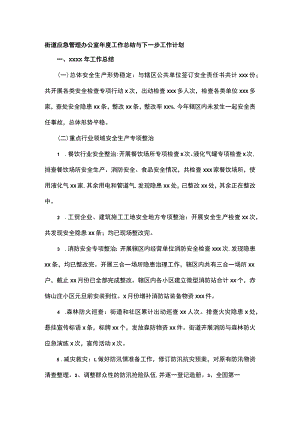 街道应急管理办公室年度工作总结与下一步工作计划.docx