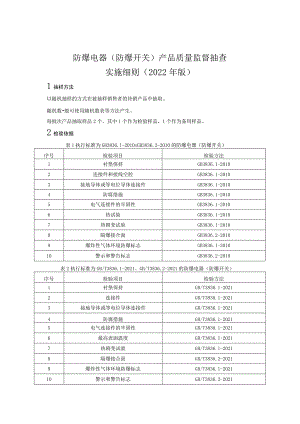 防爆电器（防爆开关）产品质量监督抽查实施细则（2022年版）.docx