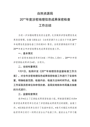 自然资源局测绘成果涉密检查总结.docx