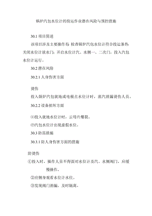 锅炉汽包水位计的投运作业潜在风险与预控措施.docx