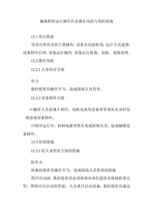 输煤程控运行操作作业潜在风险与预控措施.docx