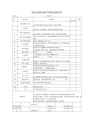 落地式钢木脚手架搭设验收单.docx