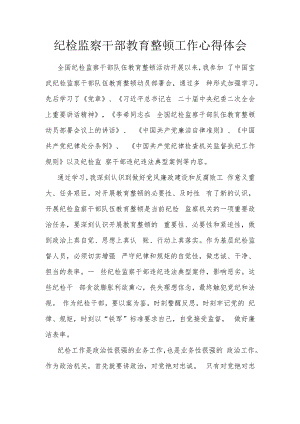 纪检监察干部教育整顿工作心得体会.docx