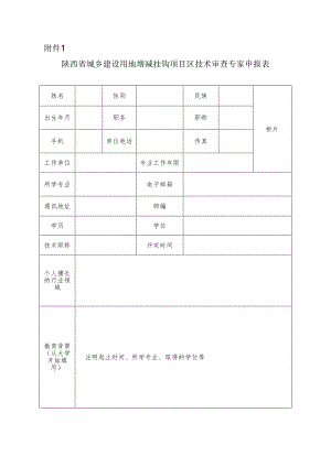 陕西省城乡建设用地增减挂钩项目区技术审查专家申报表.docx