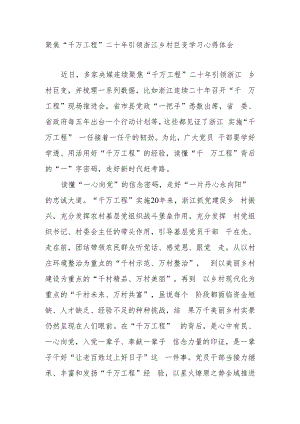 聚焦“千万工程”二十年引领浙江乡村巨变学习心得体会3篇.docx