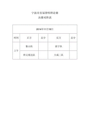 宁波市首届律师辨论赛决赛对阵表.docx