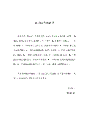 森林防火承诺书模板收藏.docx