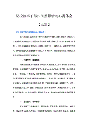 纪检监察干部作风整顿活动心得体会【三篇】.docx