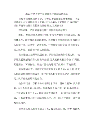 2023年世界青年技能日宣传活动总结范文.docx