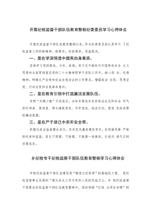 开展纪检监督干部队伍教育整顿纪委委员学习心得体会精选（共六篇）汇编供参考.docx