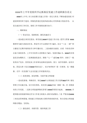 XXXX年上半年党组织书记抓基层党建工作述职报告范文.docx