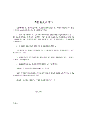 村民森林防火承诺书模板.docx