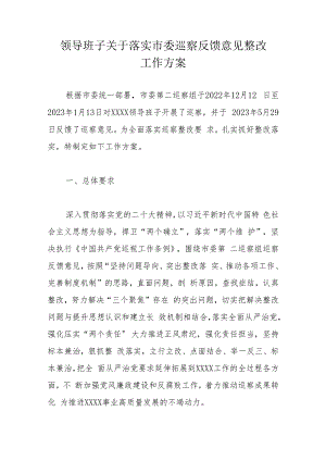 领导班子关于落实市委巡察反馈意见整改工作方案.docx