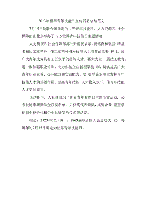 2023年世界青年技能日宣传活动总结范文二.docx