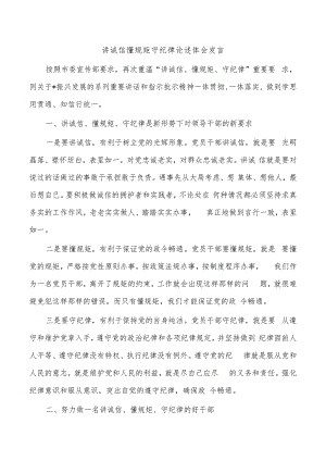 讲诚信懂规矩守纪律论述体会发言.docx