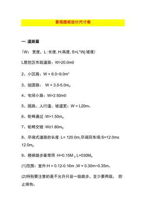 景观图纸设计尺寸表.docx