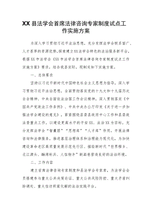 XX县法学会首席法律咨询专家制度试点工作实施方案.docx
