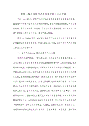 树牢正确政绩观推动高质量发展（研讨发言）.docx