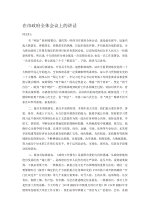在市政府全体会议上的讲话.docx