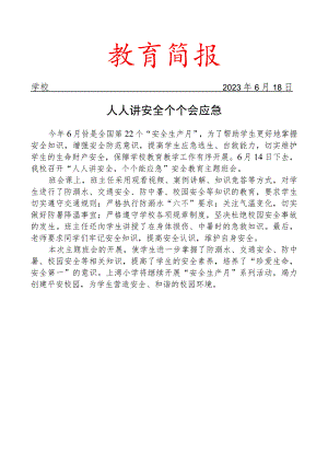 开展安全教育日主题班会简报.docx