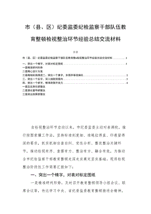 市（县、区）纪委监委纪检监察干部队伍教育整顿检视整治环节经验总结交流材料.docx