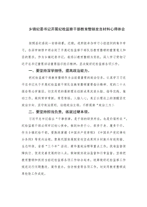 乡镇纪委书记开展纪检监察干部教育整顿发言材料心得体会【四篇精选】供参考.docx
