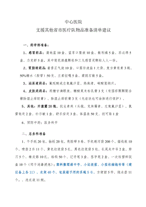 医院外出支援医疗队物资准备清单.docx