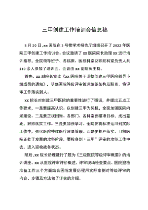 三甲创建工作培训会信息稿.docx