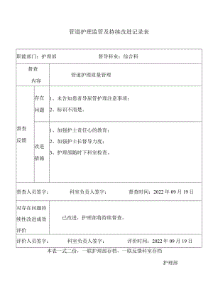 管道护理监管及持续改进记录表.docx