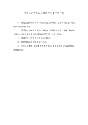 分管生产安全副经理的安全生产责任制.docx