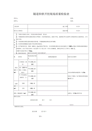 隧道仰拱开挖现场质量检验表.docx