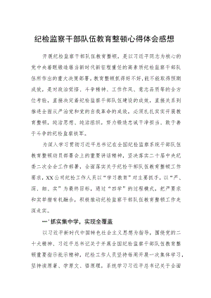 纪检监察干部队伍教育整顿心得体会感想3篇样例.docx