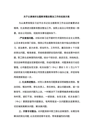 关于认真做好主题教育整改整治工作的实施方案.docx