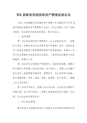 XX县教育系统国有资产管理实施办法.docx
