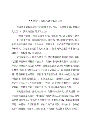 XX领导干部作风建设心得体会.docx