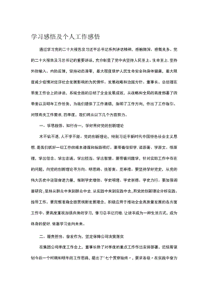 学习感悟及个人工作感悟.docx