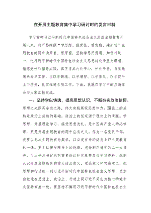 2023年开展主题教育集中学习研讨时的发言材料范文4篇.docx
