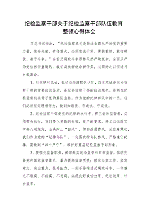 纪检监察干部关于纪检监察干部队伍教育整顿心得体会.docx