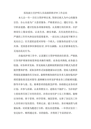 医院副主任护师人员高级职称评审工作总结.docx