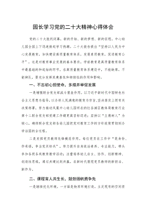 园长学习党的二十大精神心得体会范文(参考三篇).docx