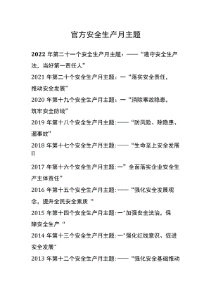 历年官方安全生产月主题.docx