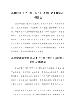 （共三篇）小学校长【“三抓三促”行动进行时】学习心得体会.docx