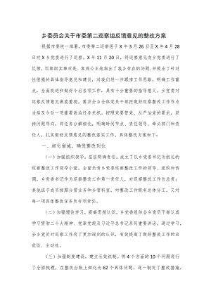 乡委员会关于市委第二巡察组反馈意见的整改方案.docx