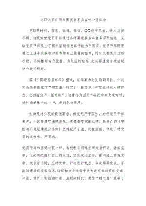 公职人员在朋友圈发表不当言论心得体会.docx