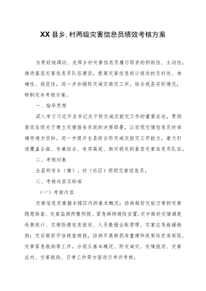 XX县乡、村两级灾害信息员绩效考核方案.docx