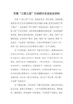 【共3篇】开展“三抓三促”行动研讨交流发言材料.docx